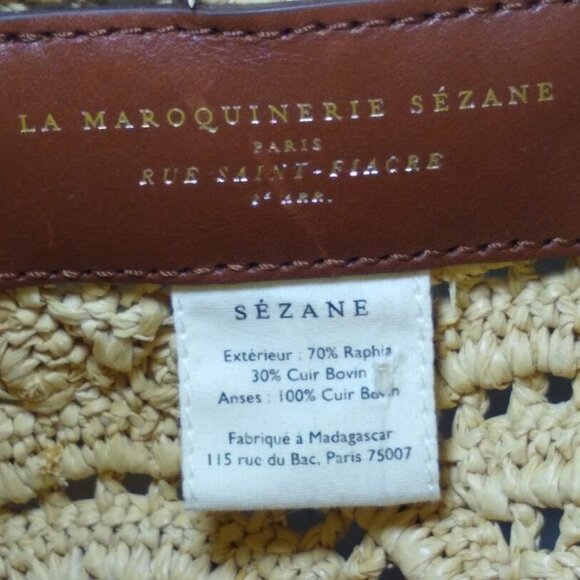 Sezane NWOT La Maroquinerie Sézane Paris 'Alma' cream w-brown leather bucket bag - Picture 8 of 16